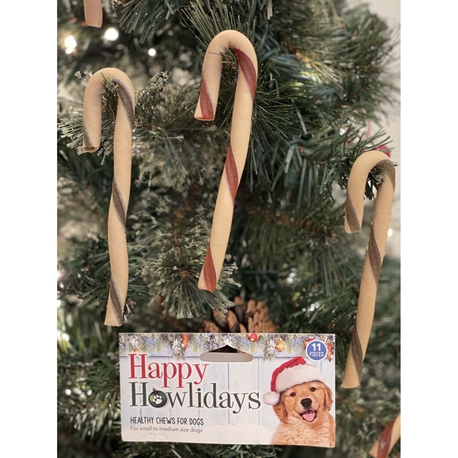 Pet Factory Happy Howlidays Healthy Rawhide Alternative Dog Chews Dogs, 5"  Candy Canes