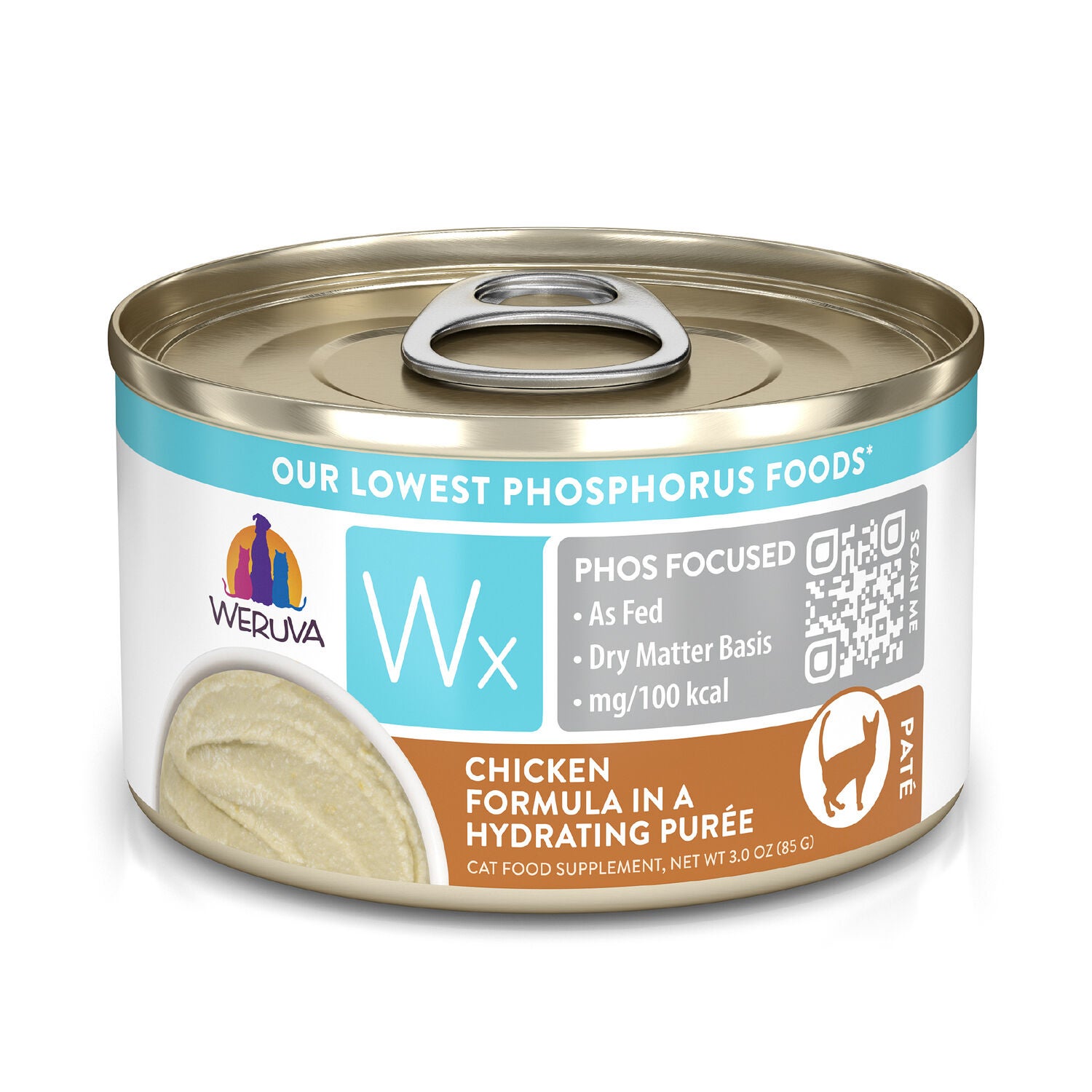 Weruva Wx Phos Focused Chicken Formula In A Hydrating Pur&eacute;e Wet Cat Food, 3-Oz Can Pack Of 12