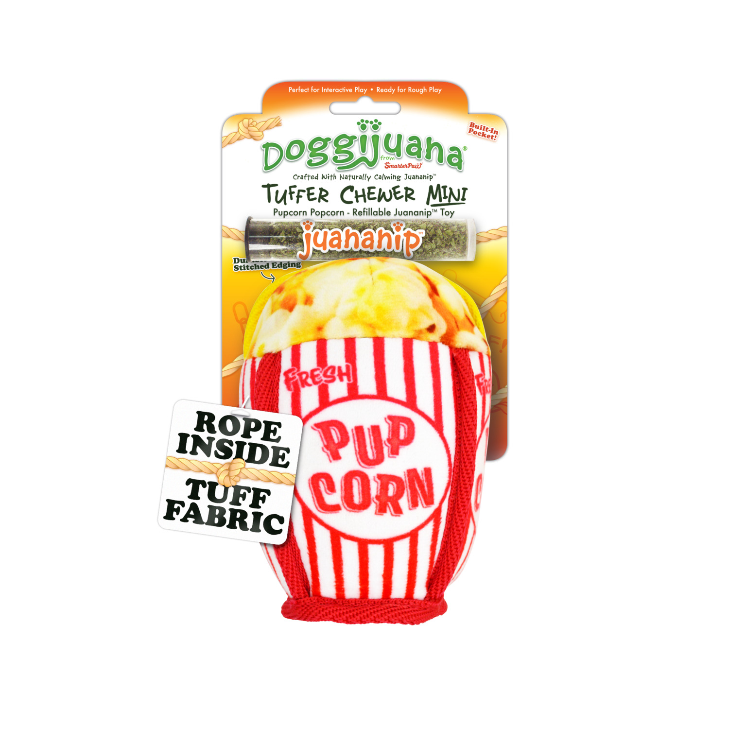 Doggijuana Tuffer Chewer Mini Pupcorn Durable Catnip Filled Dog Toy