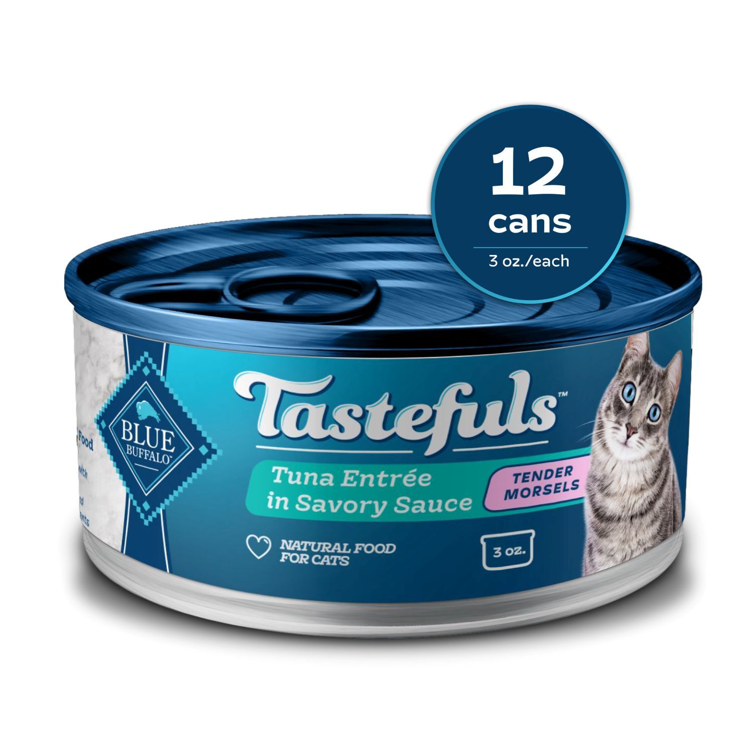 Blue Buffalo Tastefuls Adult Wet Cat Food, Tuna Entree In Gravy Morsels, 3-Oz