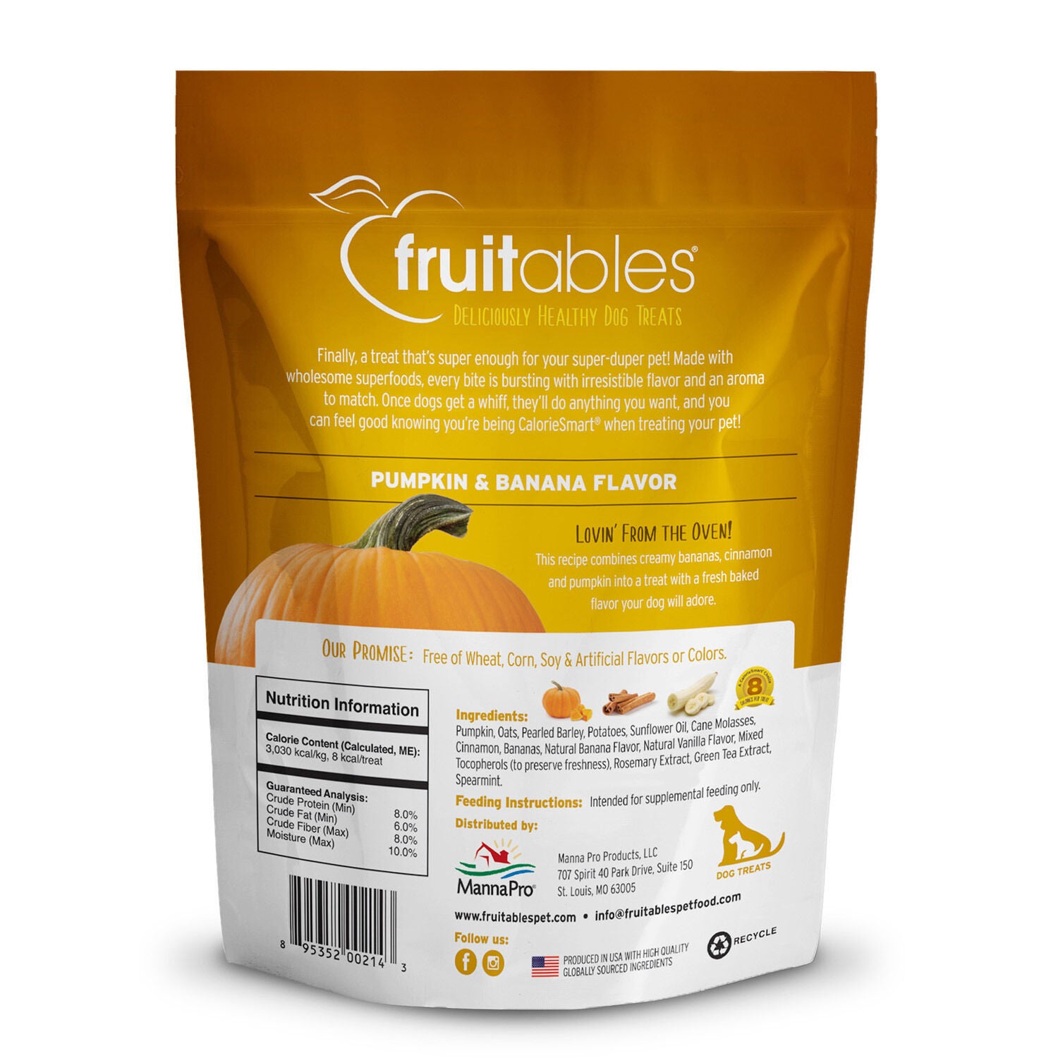 Fruitables Baked Pumpkin & Banana Flavor Healthy Low Calorie Dog Treats