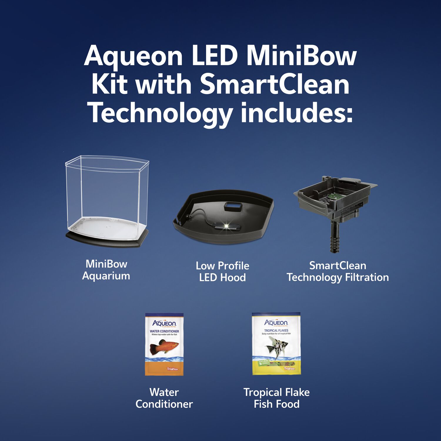 Aqueon Led Minibow Smartclean Desktop Aquarium Kit Fish & Aquatic Habitat, 1-Gallon