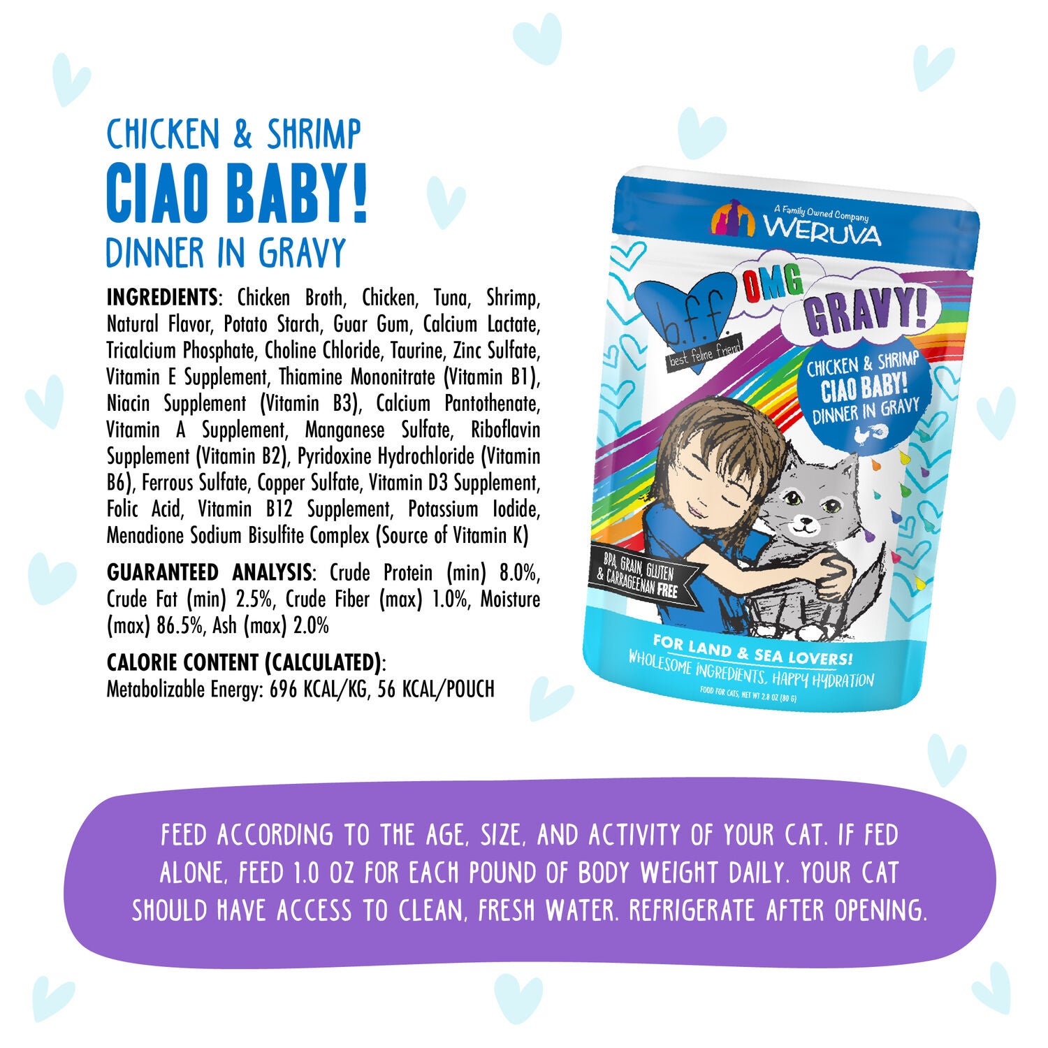 Weruva Bff Omg Gravy Chicken & Shrimp Ciao Baby! Wet Cat Food, 2.8-Oz Pouch Pack Of 12