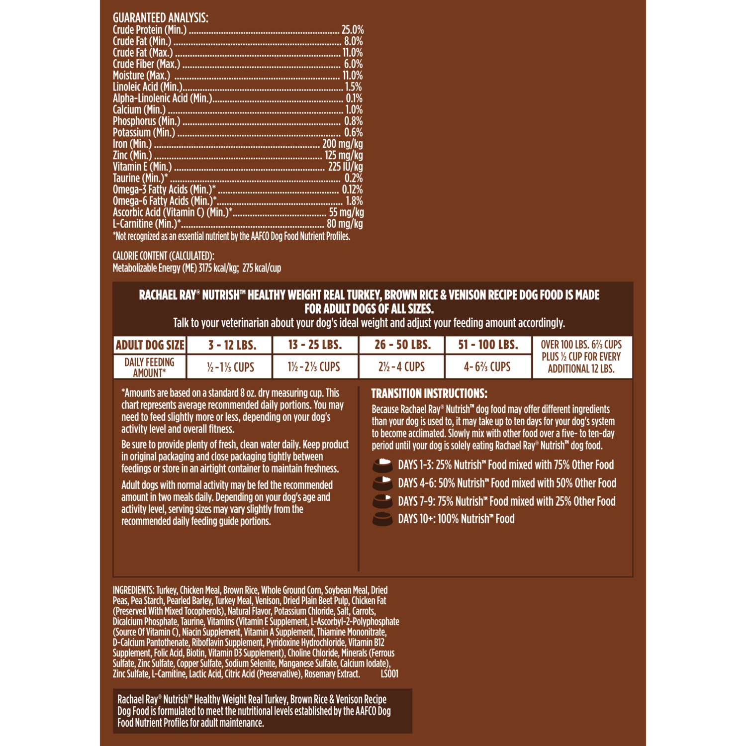 Rachael Ray Nutrish&trade; Healthy Weight Real Turkey, Brown Rice & Venison Recipe Dry Dog Food, 12-Lb Bag