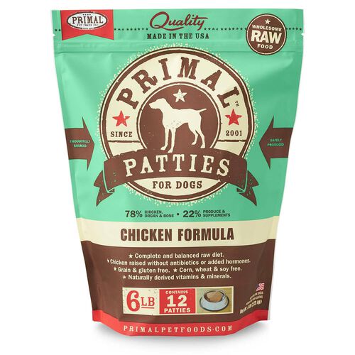 Frozen Canine Chicken Formula Patties Dog Food