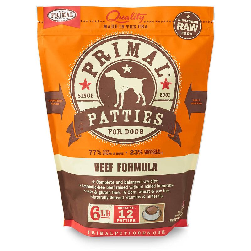 Primal Frozen Raw Beef Formula Dog Food Patties