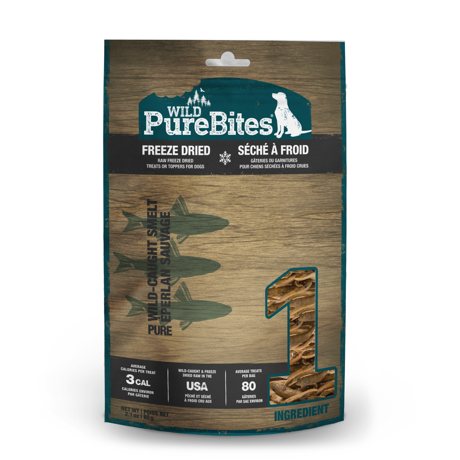 Purebites Wild Freeze-Dried Dog Treats, Wild Caught Smelt, 2.1-Oz