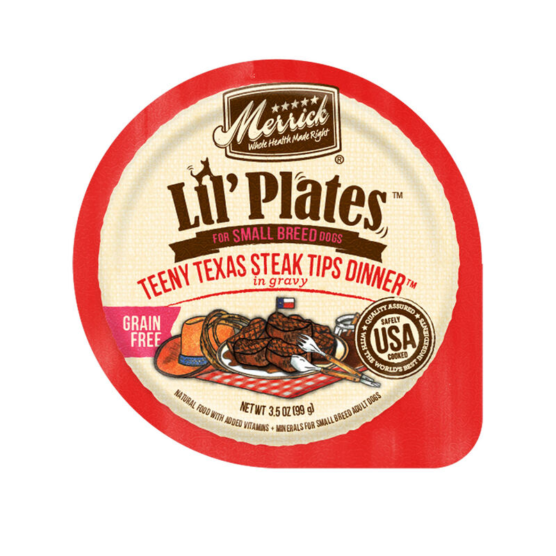 Merrick Lil' Plates Grain Free Soft Teeny Texas Steak Tips Recipe Small Dog Wet Dog Food