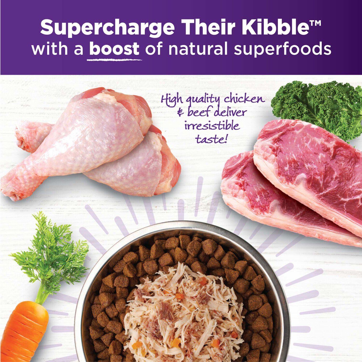 Wellness Bowl Boosters Simply Shreds Grain-Free Wet Dog Food Topper, Chicken, Beef & Carrots Recipe, 2.8-Oz