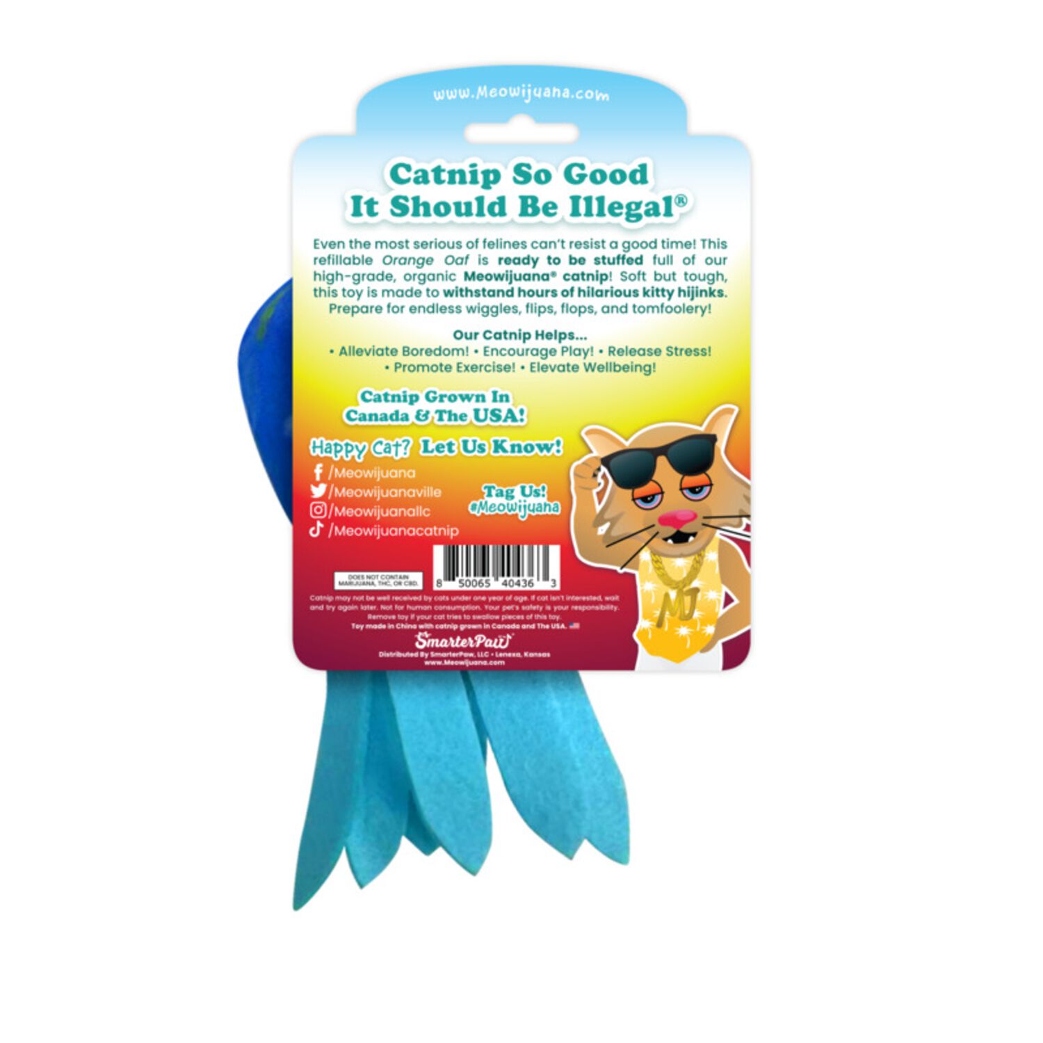 Meowijuana "Get Tangled" Floppy Octopus Refillable Catnip Cat Toy