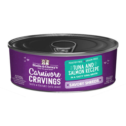 Stella & Chewy'S Carnivore Cravings Savory Shreds Tuna & Salmon Dinner In Broth Wet Cat Food