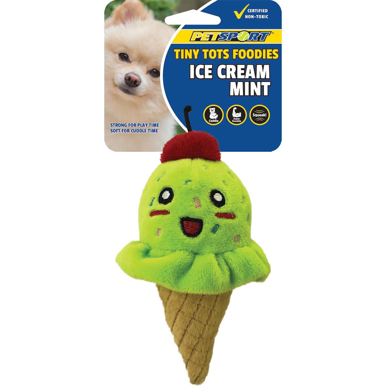 Petsport Tiny Tots Foodies Strawberry Ice Cream Squeaky Small Dog Toy