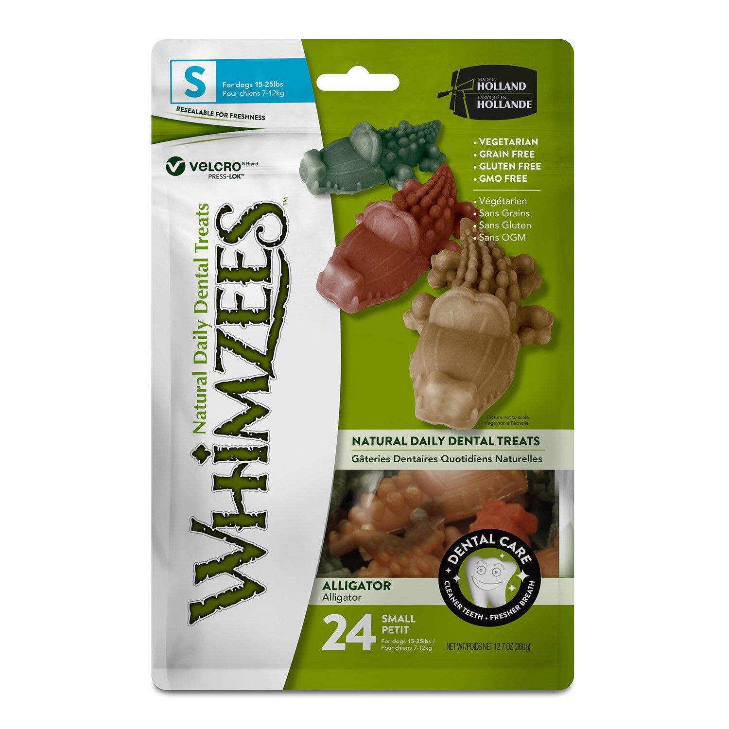 Whimzees Grain-Free Small Alligator Dental Treats For Dogs, 24 Ct