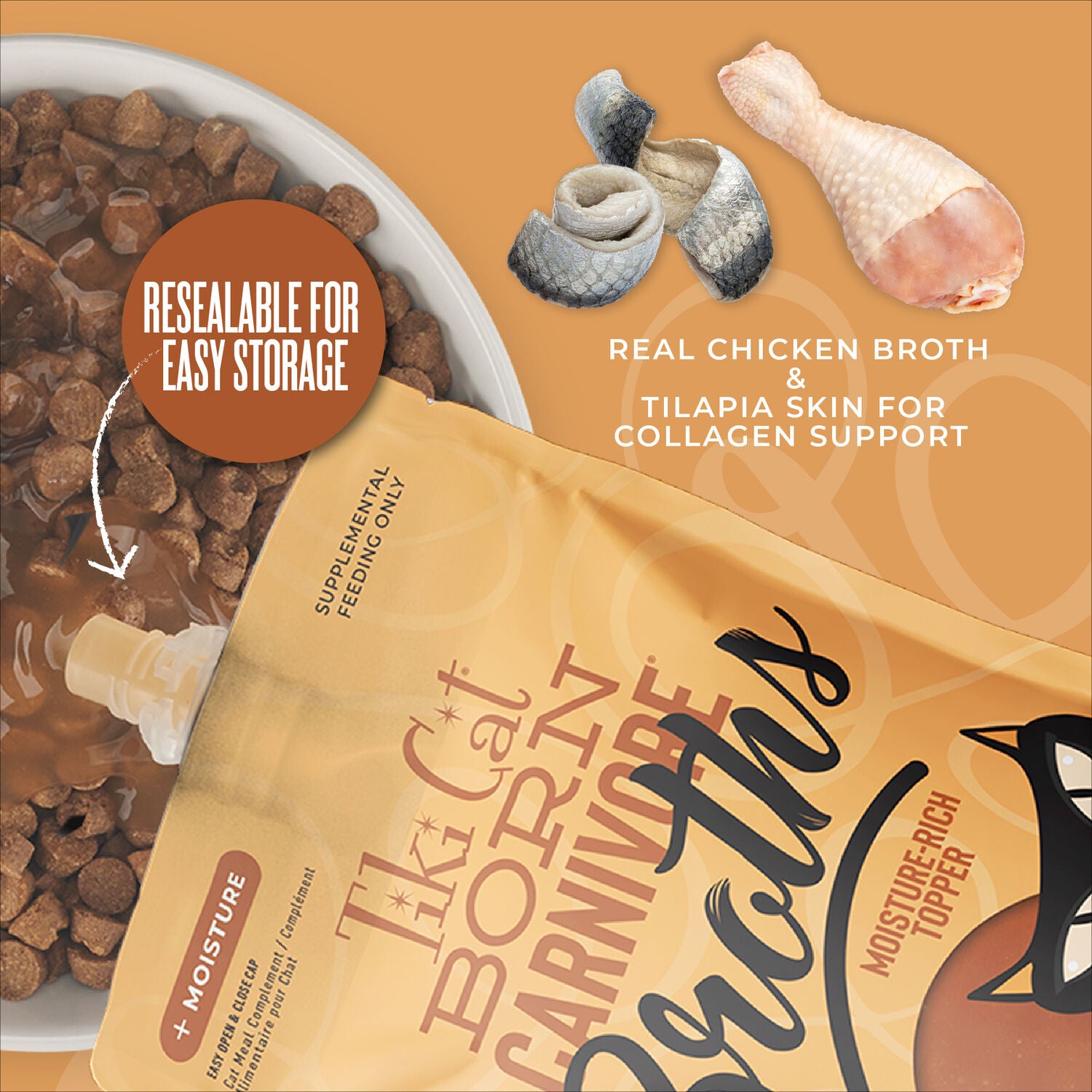 Tiki Cat Born Carnivore Broths Wet Cat Food Topper, Chicken Broth, 7-Oz Spout Pouch