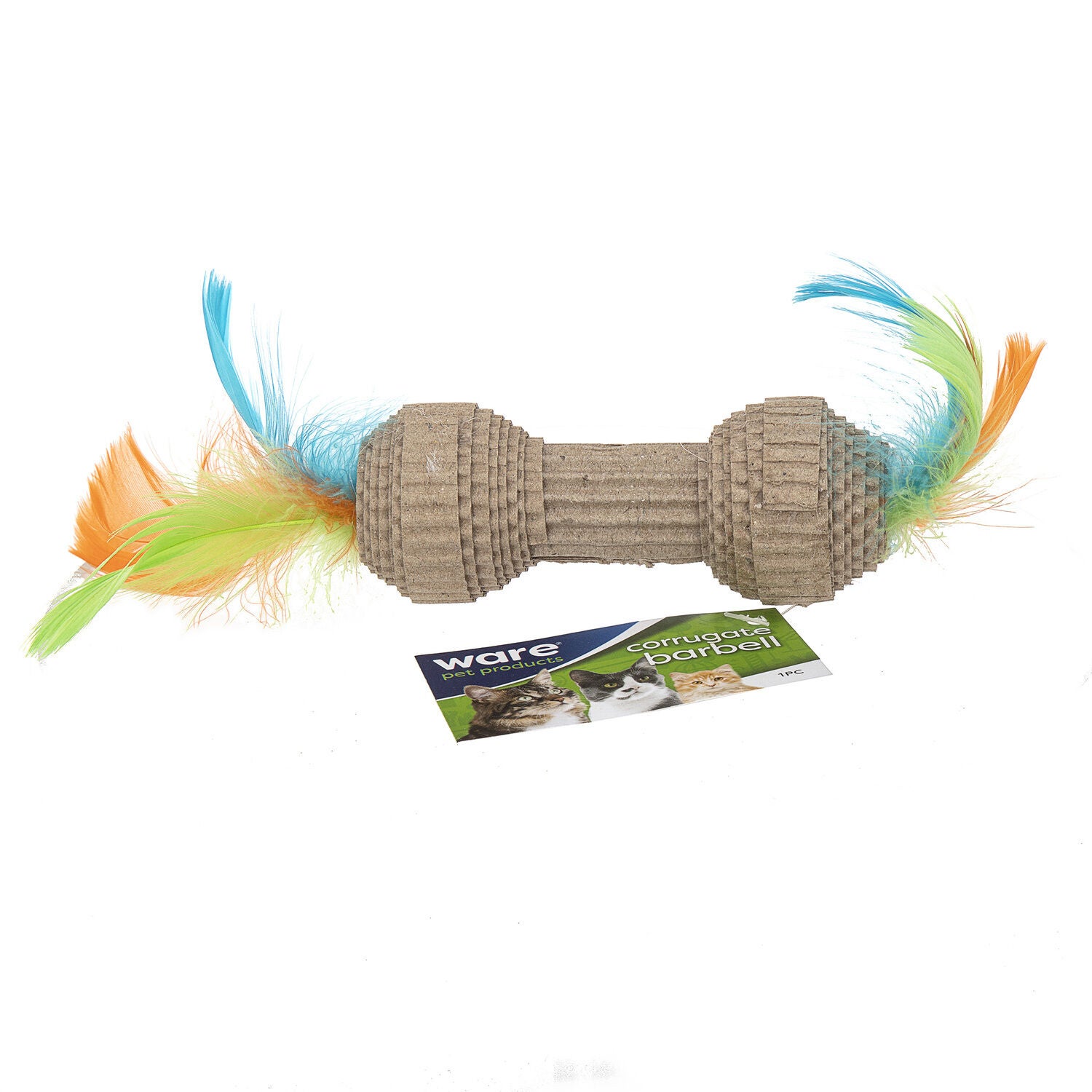 Ware Corrugated Roller Interactive Cat Toy With Feathers