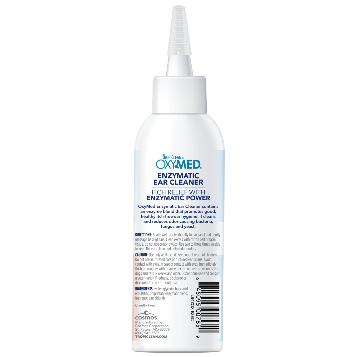 Tropiclean Oxymed Antifungal & Antibacterial Enzymatic Cleaner Solution Dog & Cat Ear Drops, 4-Oz