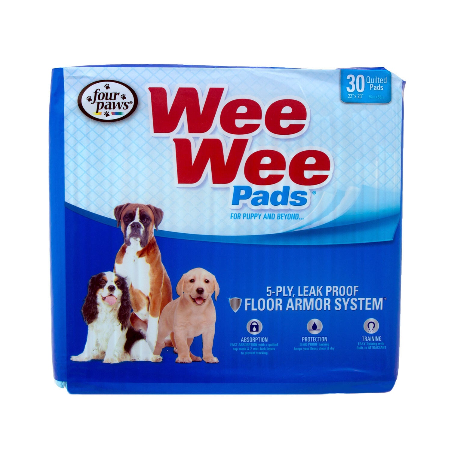 Four Paws Wee Wee Pads 30 Pack White 22 x 23 x 0.1 100534712