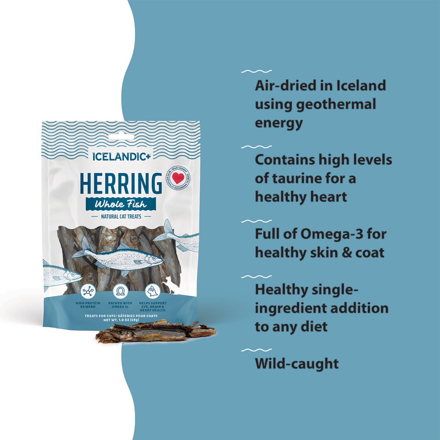 Icelandic+ Herring Whole Fish Crunchy Cat Treats, 1.0-Oz