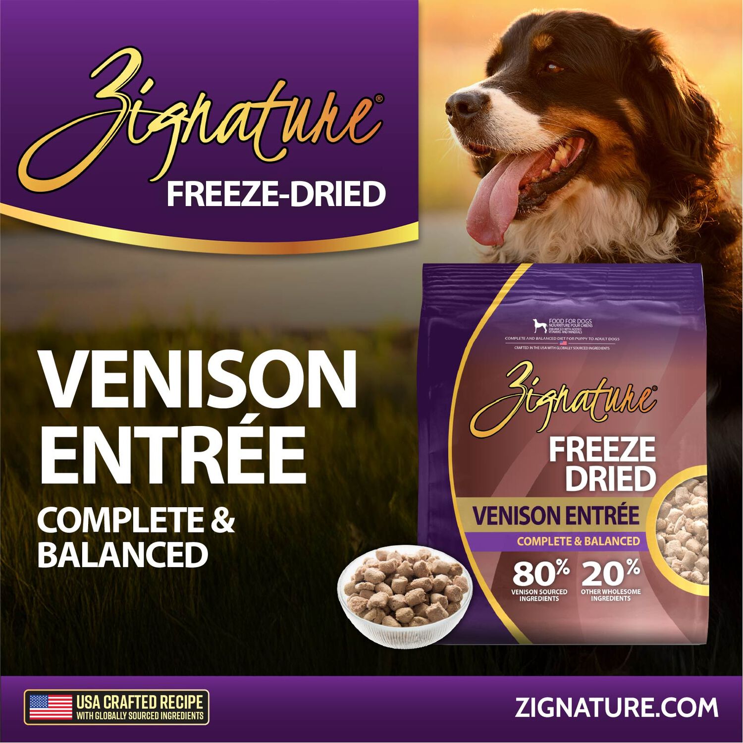 Zignature Grain-Free Venison Entr&eacute;e Freeze-Dried Dog Food, 12.5-Oz Bag