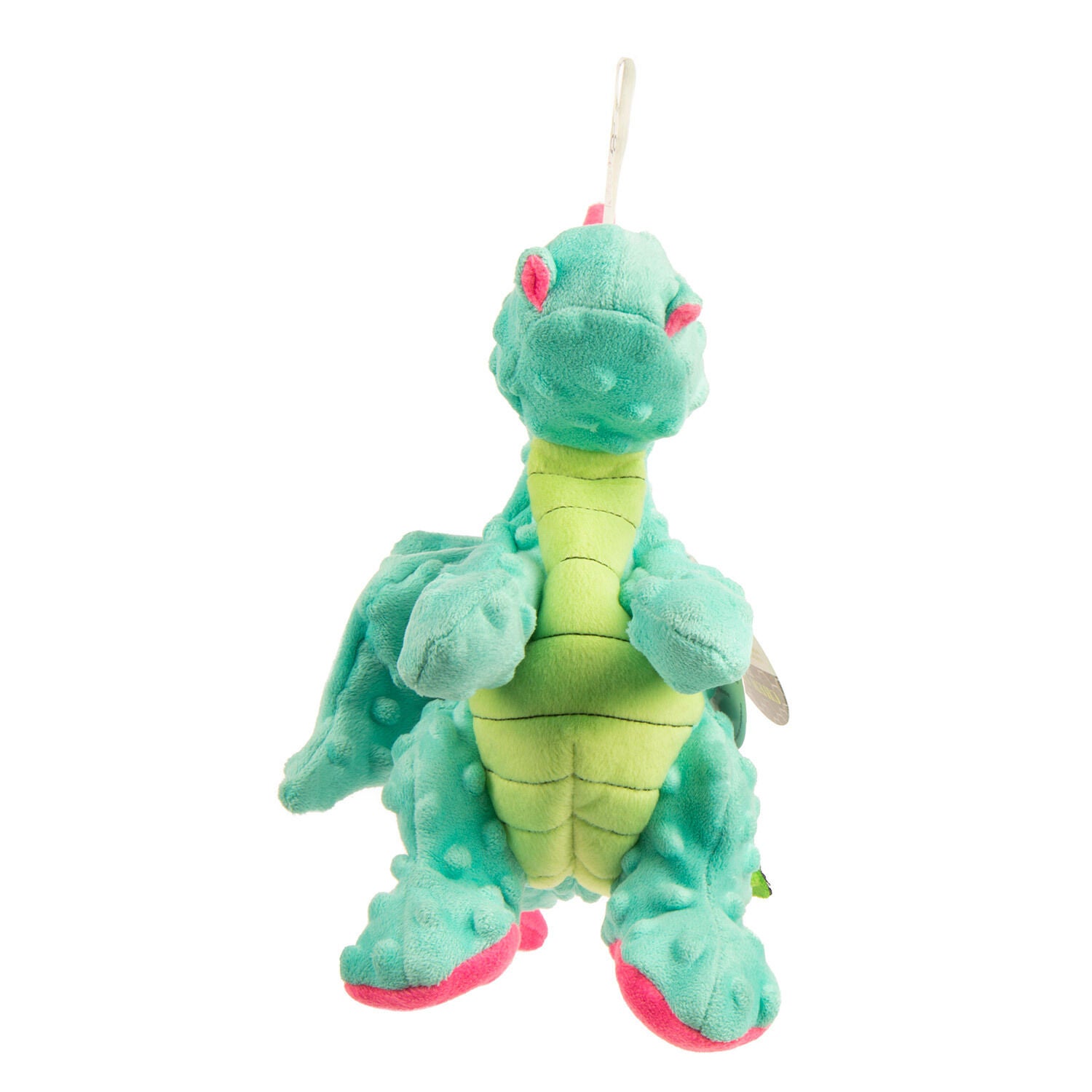Godog Dragons With Chew Guard Technology Plush Squeaky Dog Toy, Seafoam