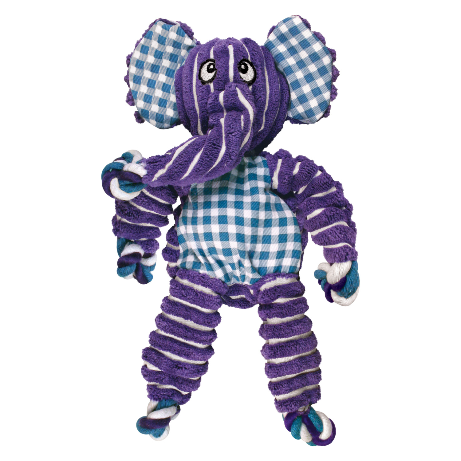 Kong Floppy Knots Elephant Plush Squeaky Dog Toy With Internal Ropes For Tug, 14.25"