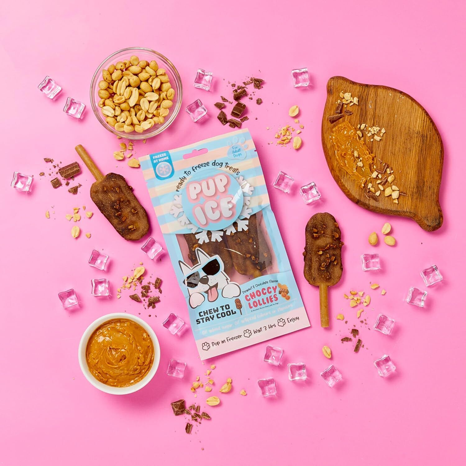 Pup Ice Choccy Lollies Ready To Freeze Dog Chew Treat, Peanut Butter And Chocolate, 2 Pack