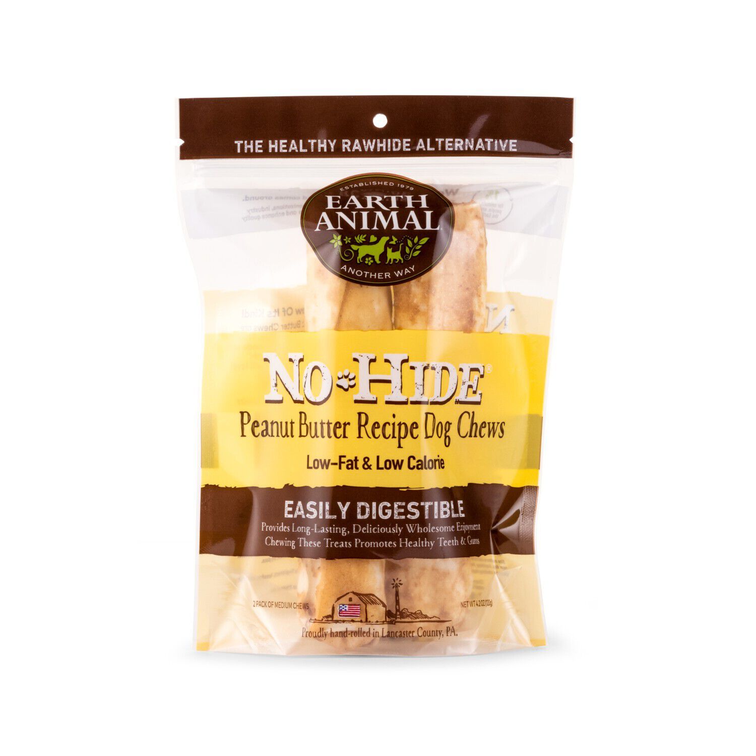 NoHide Peanut Butter Natural Rawhide Alternative Dog Chews 2 Pack 1S