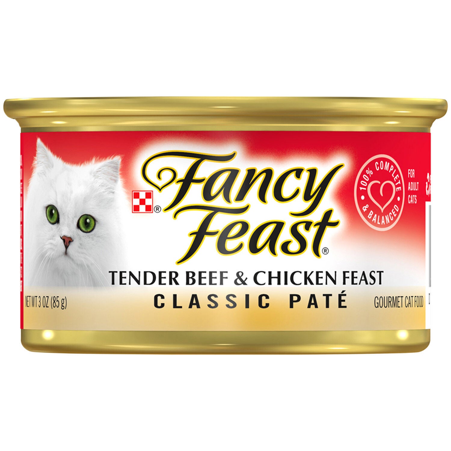 Fancy Feast Tender Beef Chicken Feast Classic Pate Grain Free Wet Cat Food