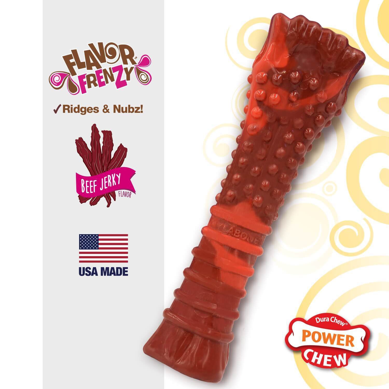 Nylabone Flavor Frenzy Power Chew Dog Toy - Beef Jerky Flavor
