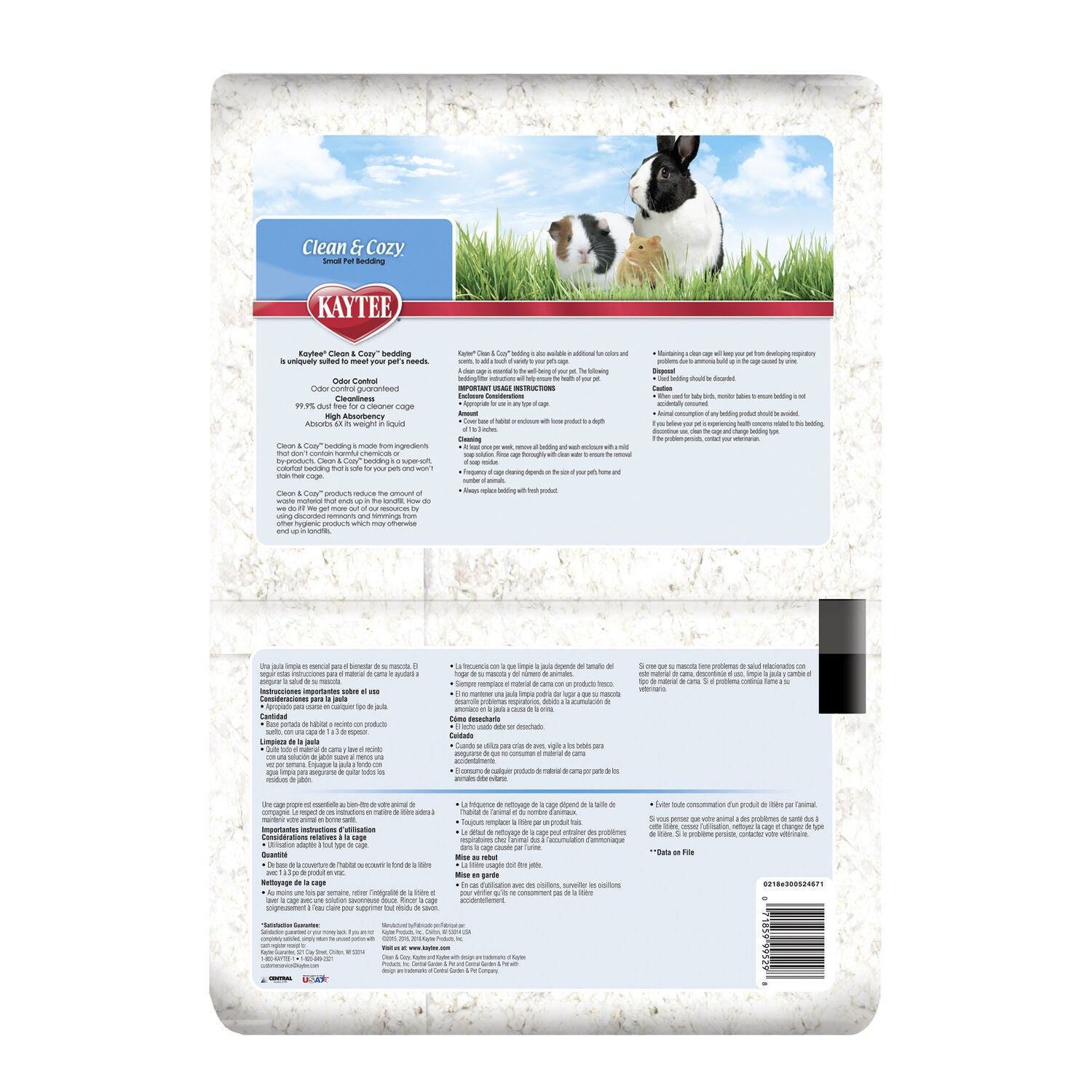 Kaytee Clean & Cozy White Small Animal Bedding, 85-Liters