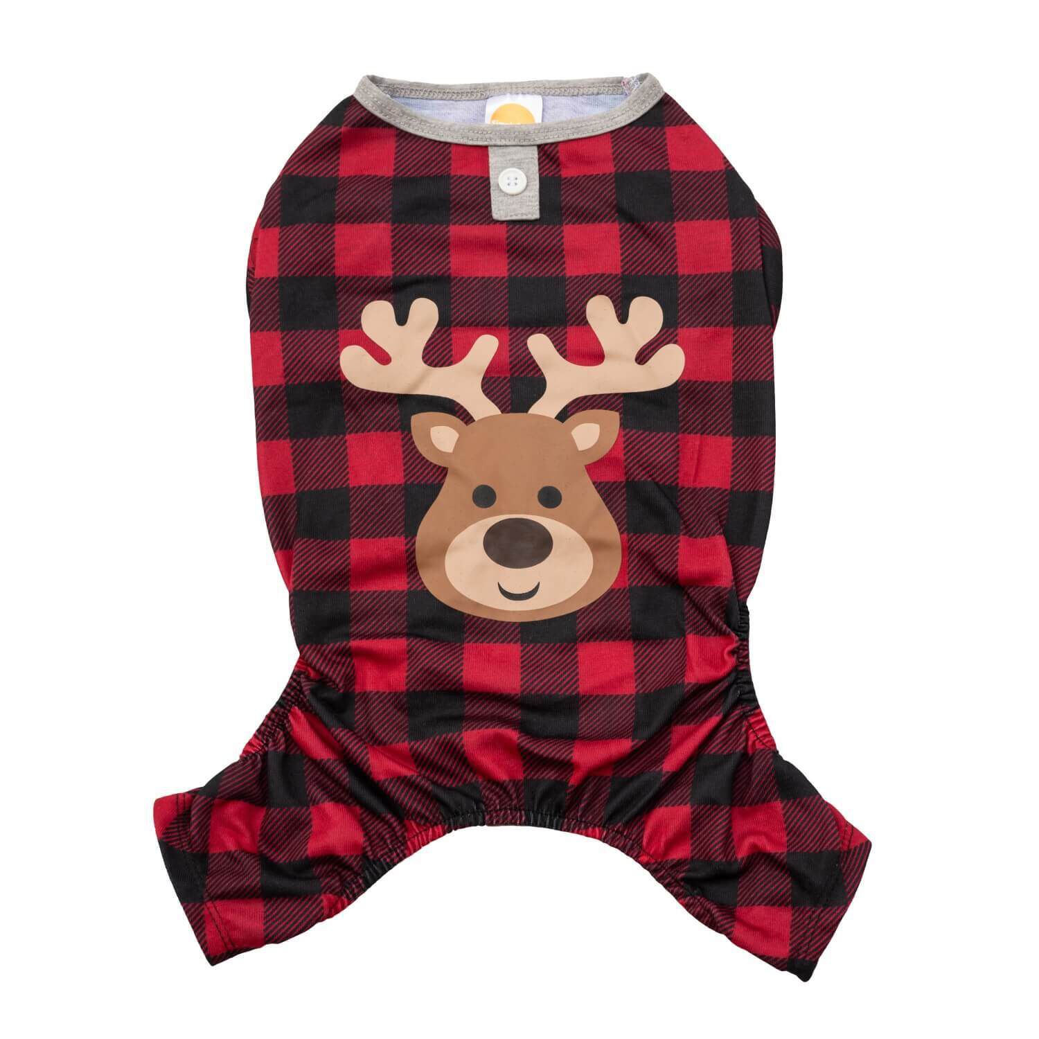 Red Buffalo Plaid Reindeer Dog Pajamas 1L Pet Supermarket