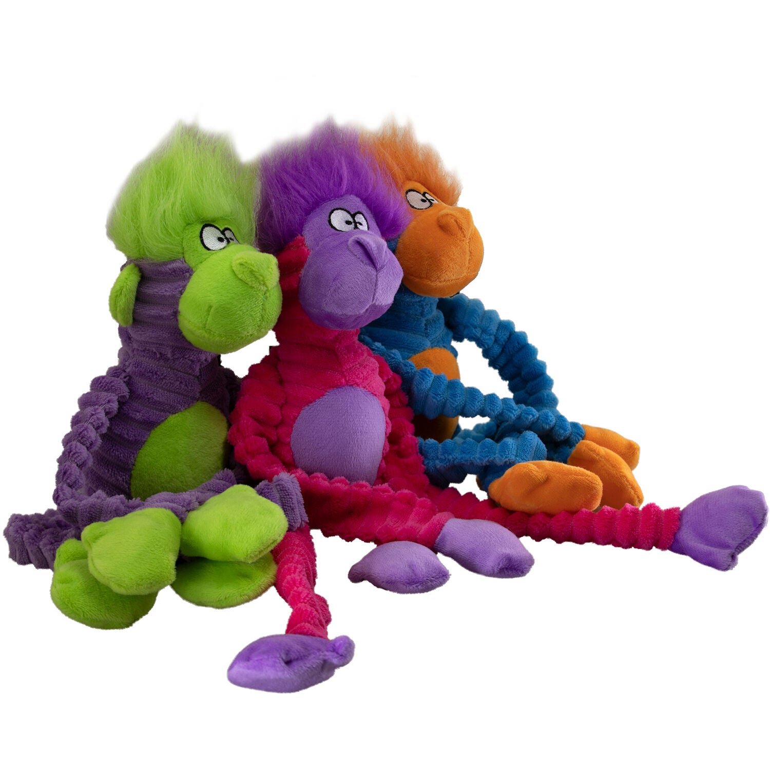 Petsport Momo Monkey Durable Plush Squeaky Dog Toy, 14", Assorted