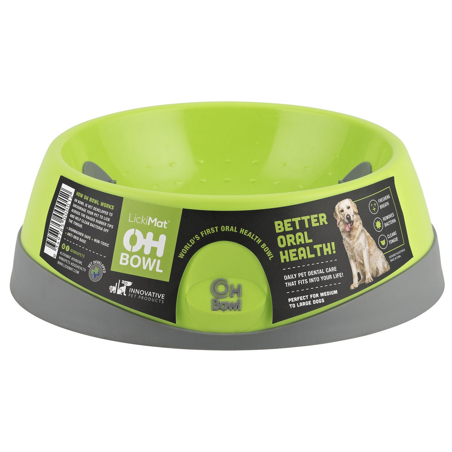 Lickimat O.H. Oral Health Dog Bowl For Medium To Large Dogs, Green
