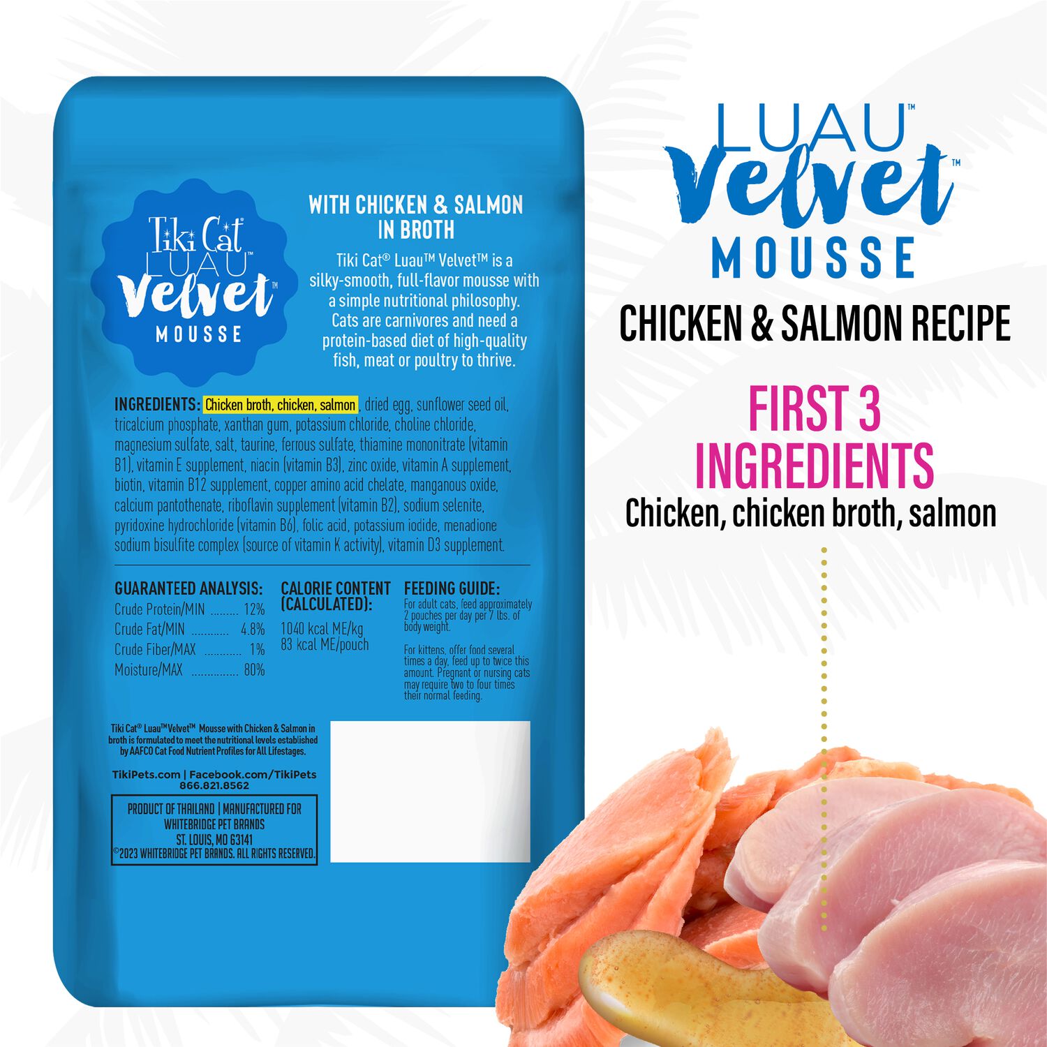 Tiki Cat Luau Velvet Mousse Wet Cat Food, Chicken & Salmon, 2.8-Oz Pouch 12-Count