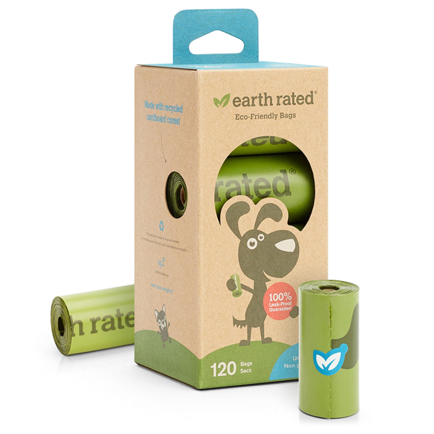 Earth Rated Unscented Ecofriendly Leakproof Dog Poop Bags, 8 Refill Rolls