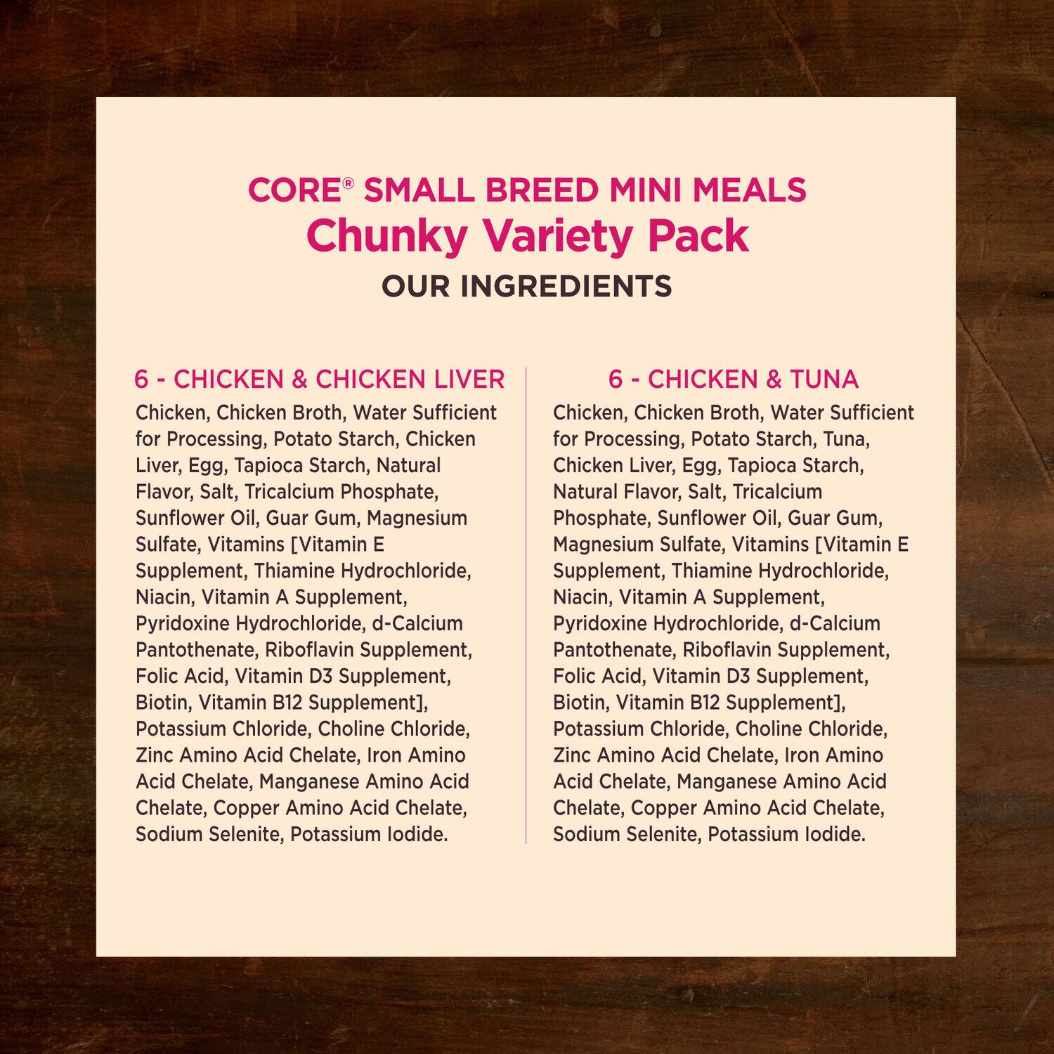 Wellness Core Grain-Free Small Breed Mini Meals Chunky Wet Dog Food, Variety Pack, 3-Oz Pack Of 12