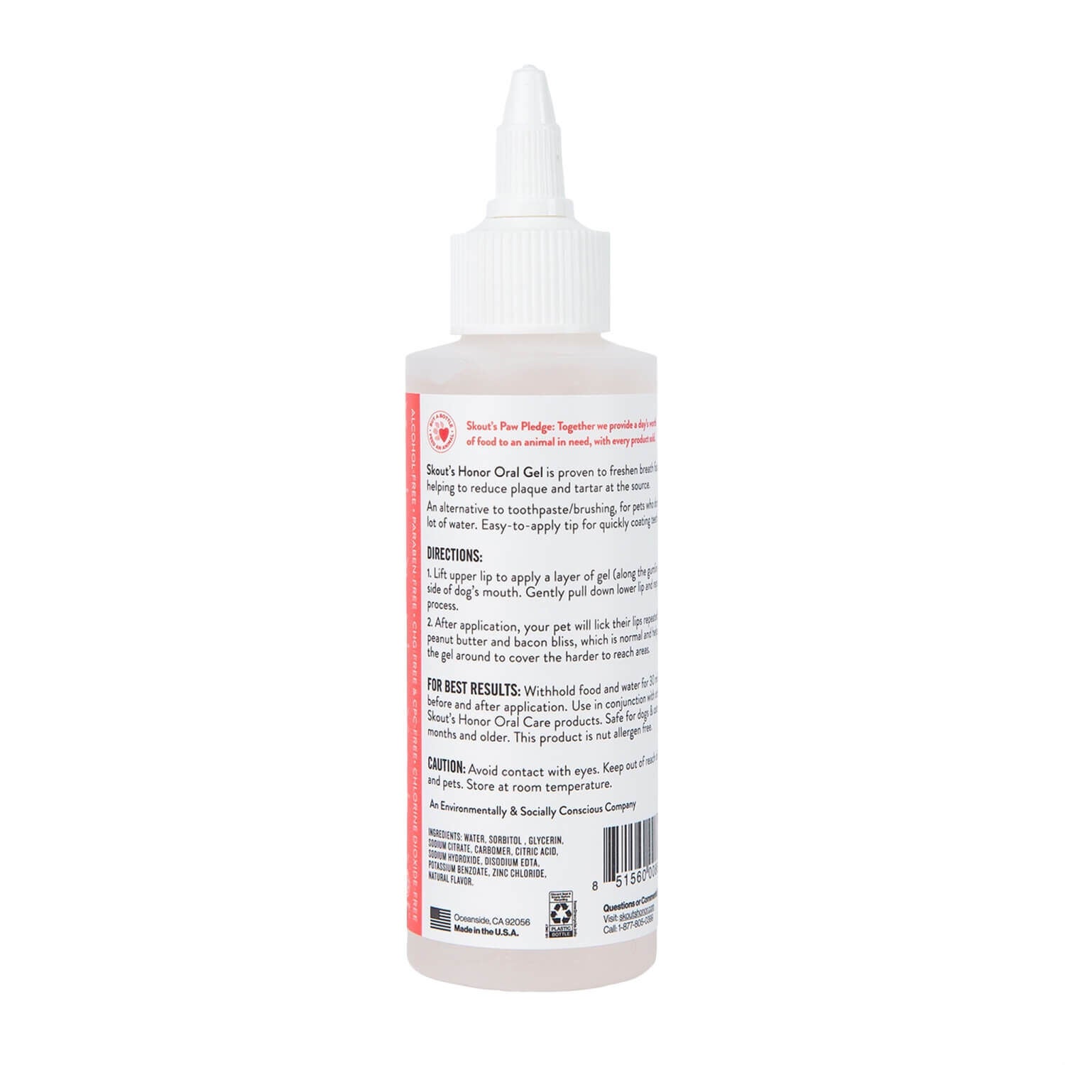 Skout's Honor Oral Care Gel For Dogs, Peanut Butter & Bacon Flavor, 4Oz