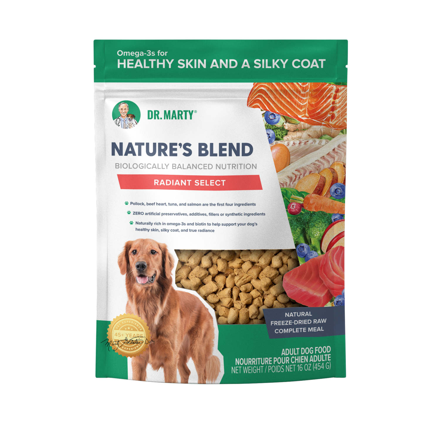 Dr. Marty Nature's Blend Radiant Select Freeze Dried Raw Dog Food, 16-Oz Bag