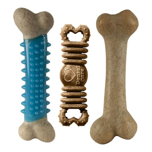 Hero Bonetics 3 Pack Dental Chew Dog Toy Combo -  Chicken, Mint, & Wood