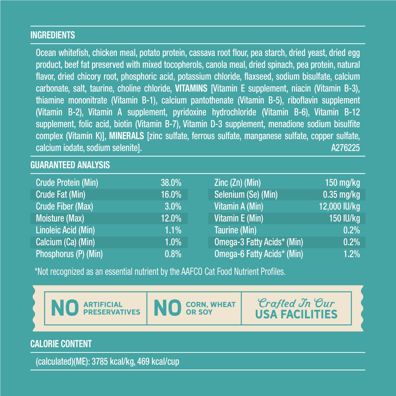 Merrick Purrfect Bistro Grain Free Wild-Caught Ocean Whitefish And Spinach Recipe Adult Dry Cat Food, 4 Lb.