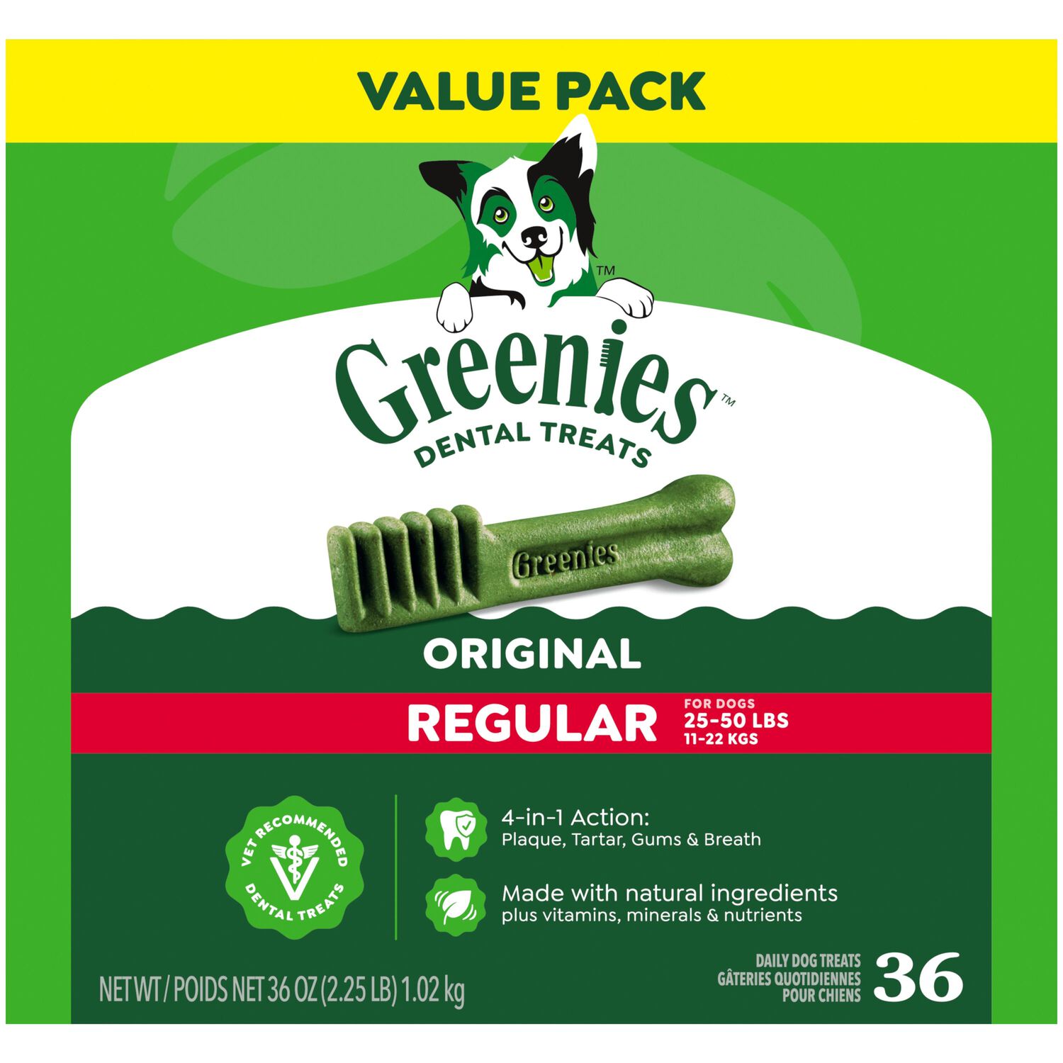 Greenies Regular Natural Original Chicken Flavor Dental Dog Treats, 36 Count