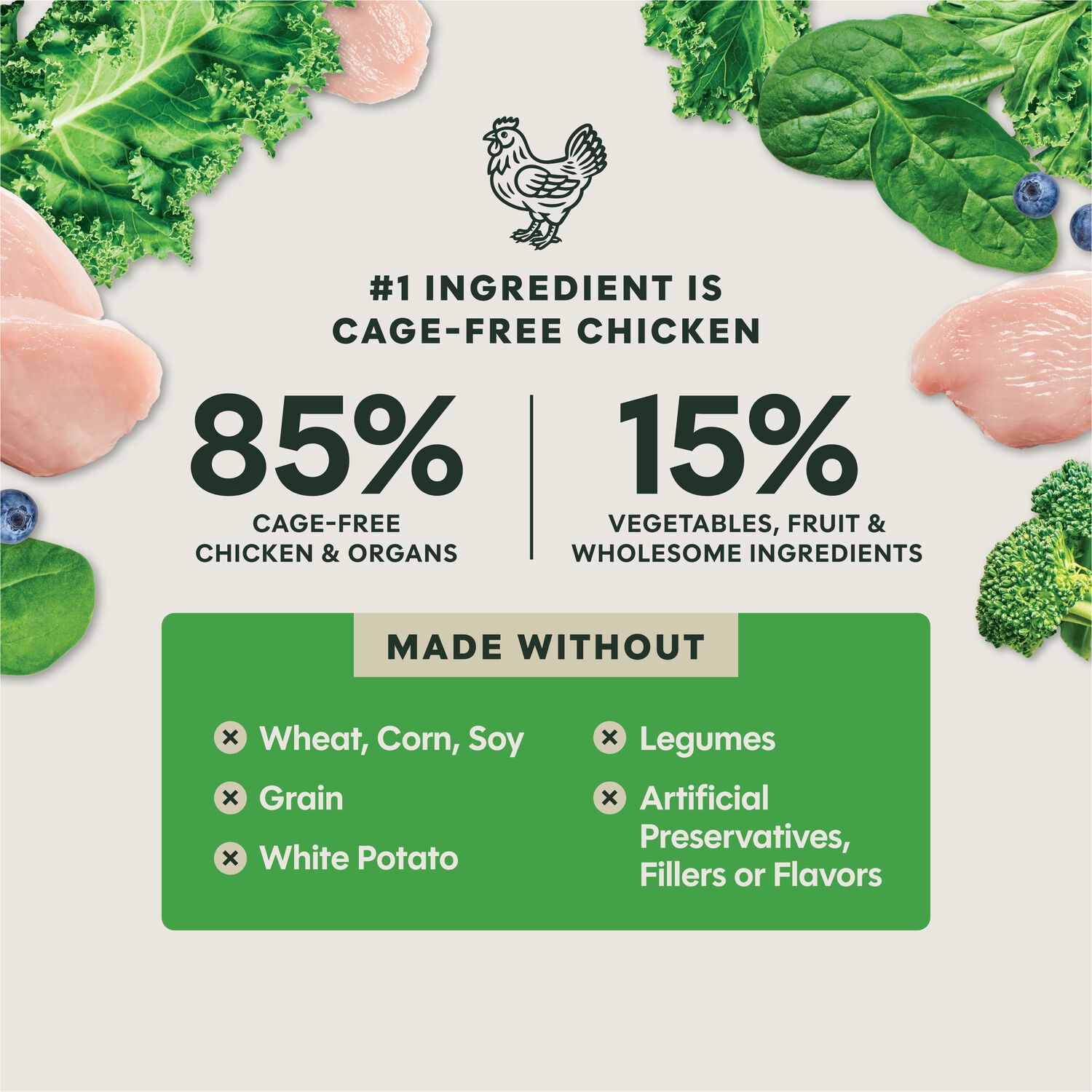 Instinct Freshdried Meal Blends Freeze-Dried Raw Dog Food, Chicken & Supergreens Blend, 23-Oz Bag