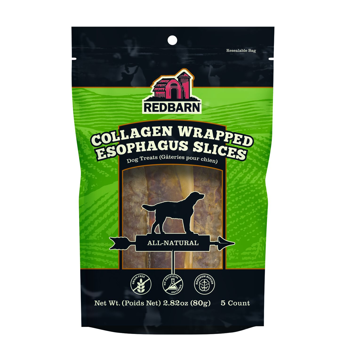 Redbarn Collagen Wrapped Esophagus Slice Natural & No Grain Dog Treats, 5 Pk