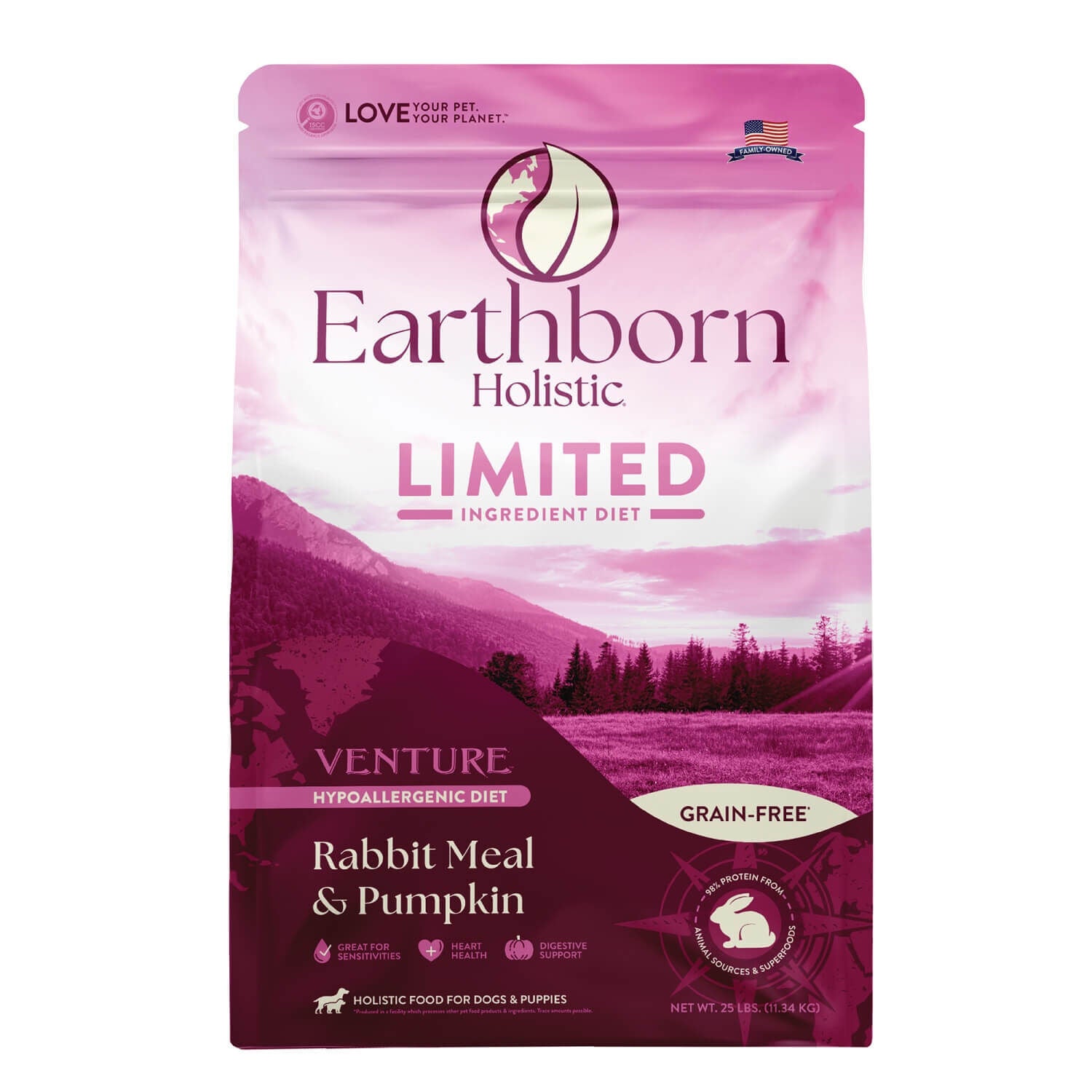 Earthborn Holistic Venture Limited Ingredient Rabbit Meal & Pumpkin Grain-Free Dry Dog Food