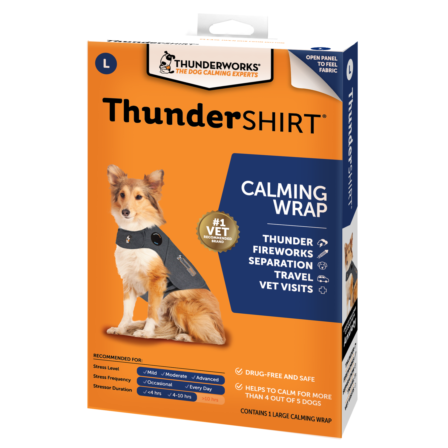 Thundershirt Anxiety Relief Dog Vest, Gray, Large