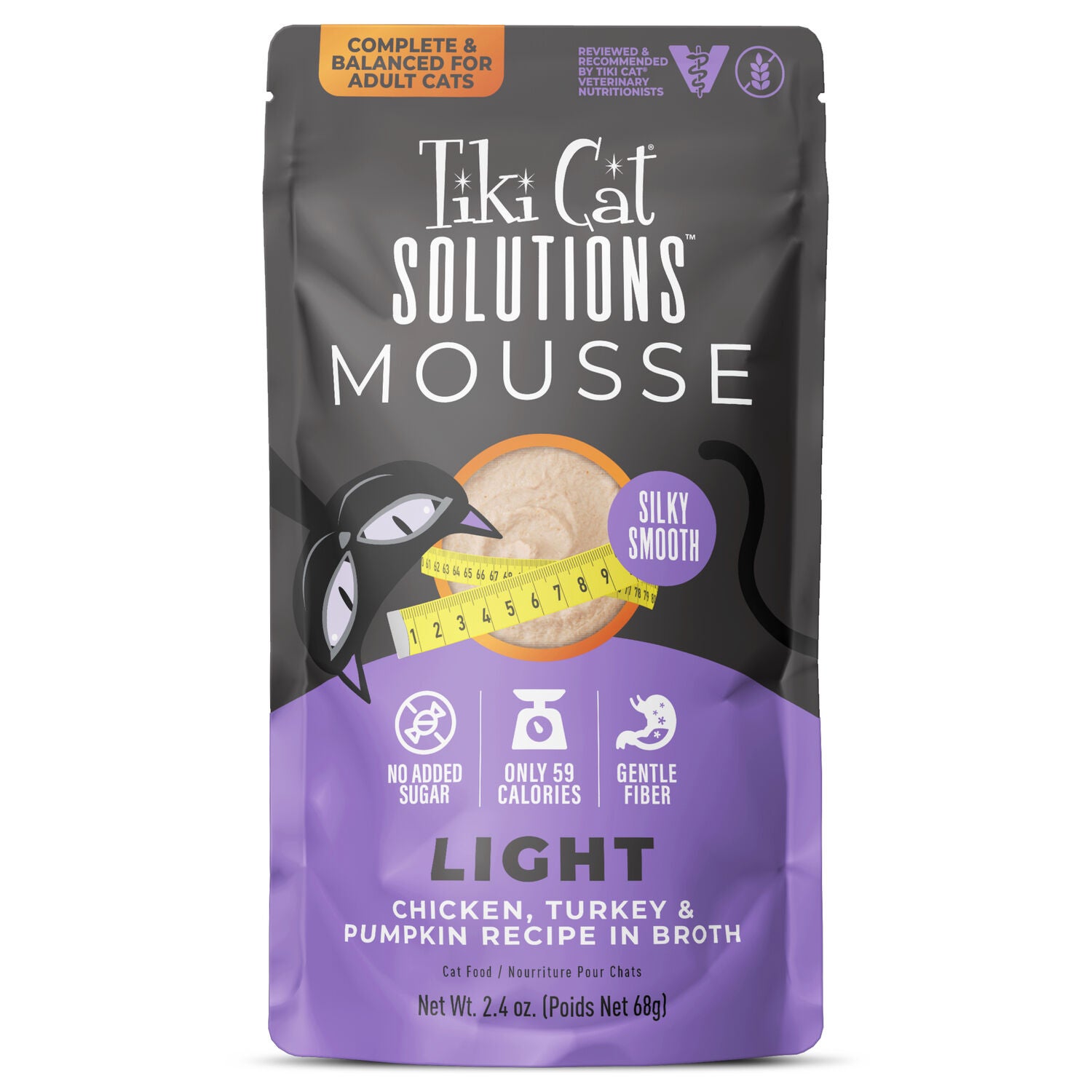 Tiki Cat Solutions Mousse, Light, Chicken, Turkey & Pumpkin Recipe In Broth, 2.4-Oz Pouch