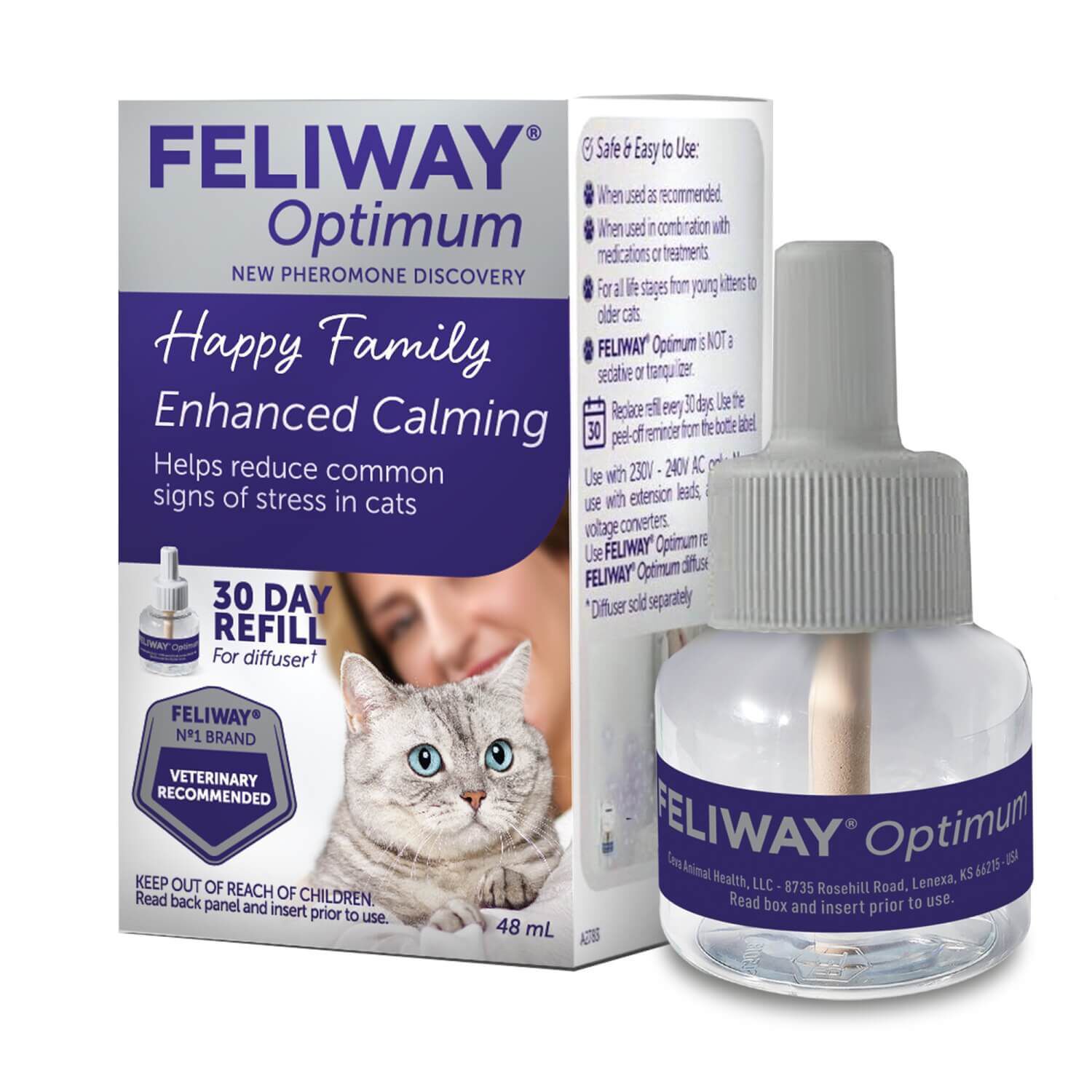 Feliway Optimum Cat, Enhanced Calming Pheromone Diffuser 30 Day Refill