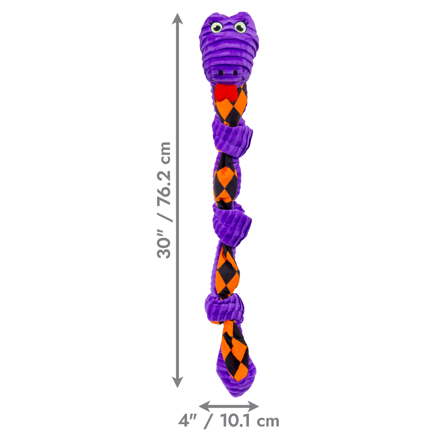 Kong Halloween Knots Snake Squeaky Plush Tug Dog Toy, Purple, Medium/Large