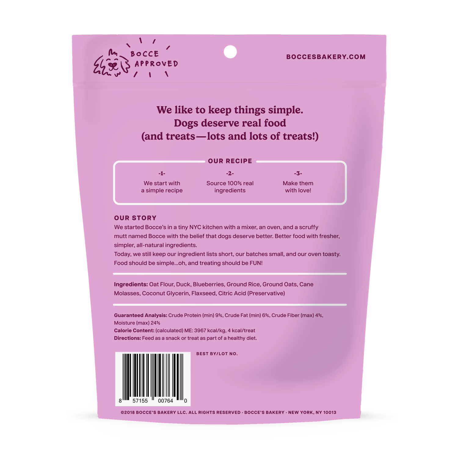 Bocce's Bakery Quack Quack Quack Training Bites Dog Treats, Duck & Blueberry Recipe, 6-Oz Bag