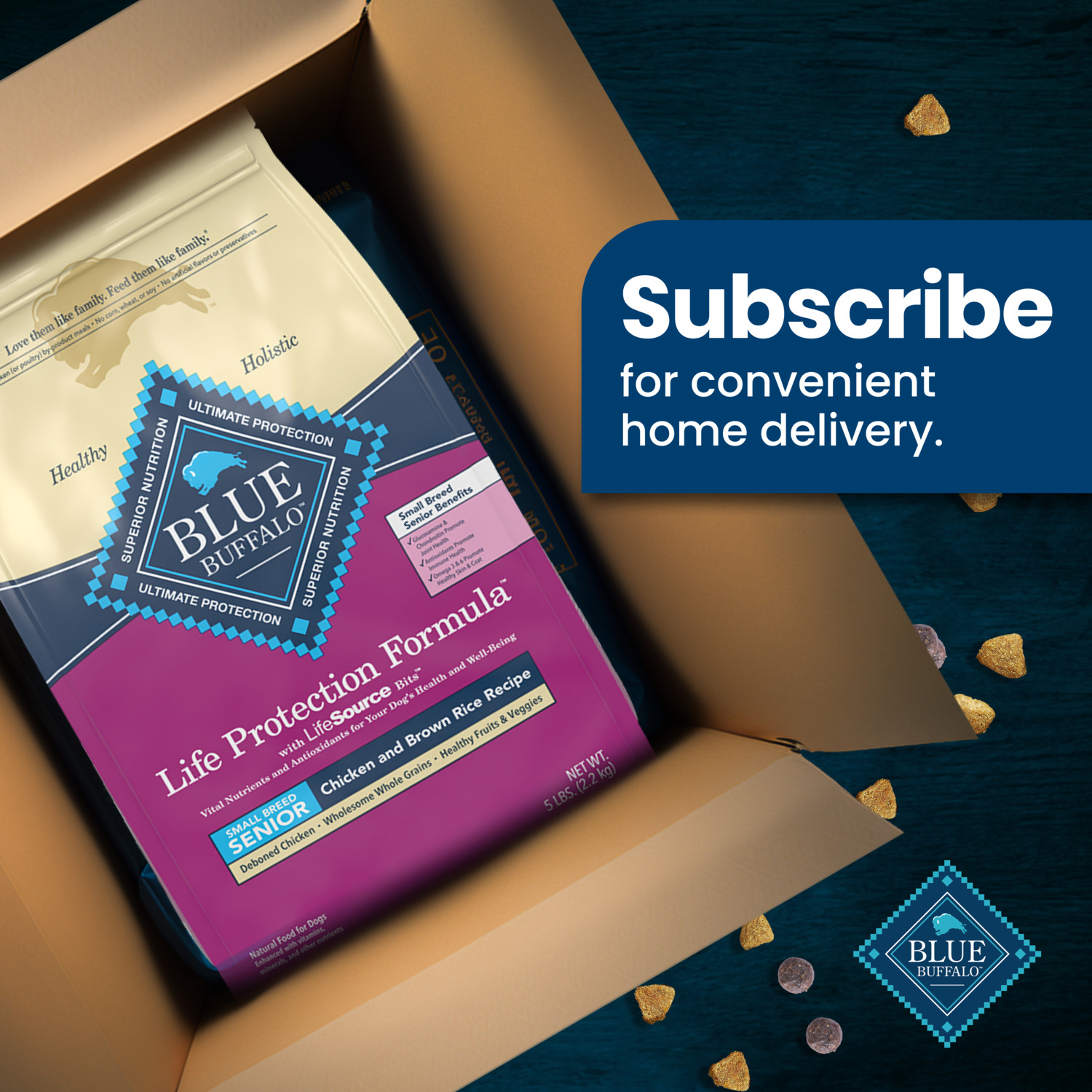 Blue Buffalo Life Protection Formula Senior Small Breed Dry Dog Food Chicken & Brown Rice Recipe, 15 Lb